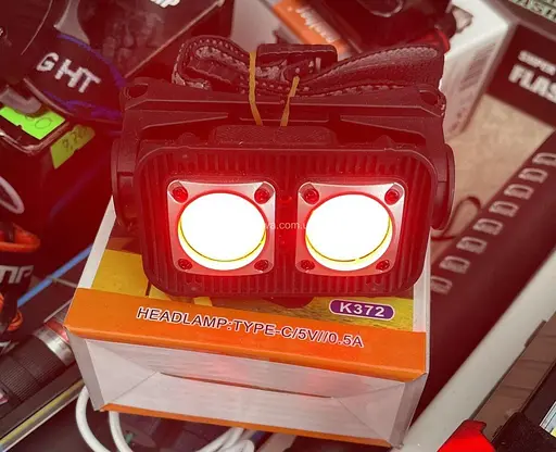 Налобный фонарик X-Balog K372 аккумуляторный L-31-2COB USB-Type-C white+red - фото 6