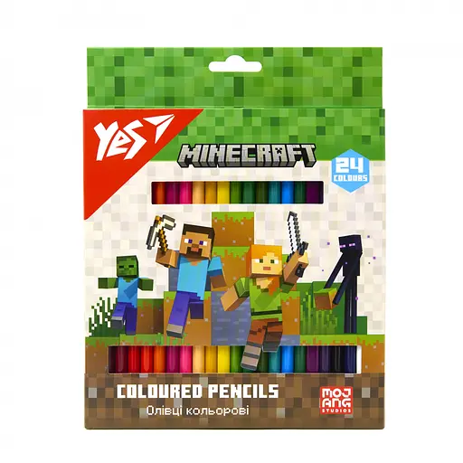Олівці кольорові Yes Minecraft, 24 кольори