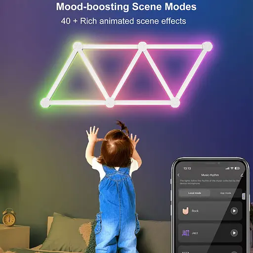 Модульный настінний світильник LED RGB 5V SAL-014B 9pcs Bluetooth USB with app White - фото 2