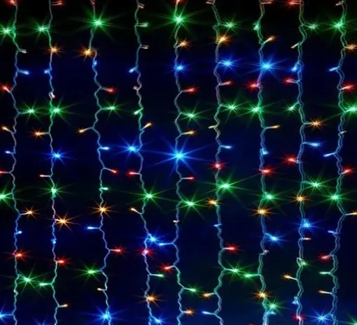 Гірлянда штора завіса Водоспад 3х3 м 280 LED велика лампа 3D (білий шнур, з перехідником) - фото 4