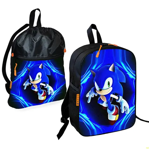 Школьный рюкзак детский Супер Соник + Сумка для обуви спортивной формы рюкзак-мешок для мальчика (01838)