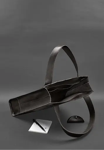 Шкіряна жіноча сумка шоппер Бетсі темно-кориичнева краст - фото 4