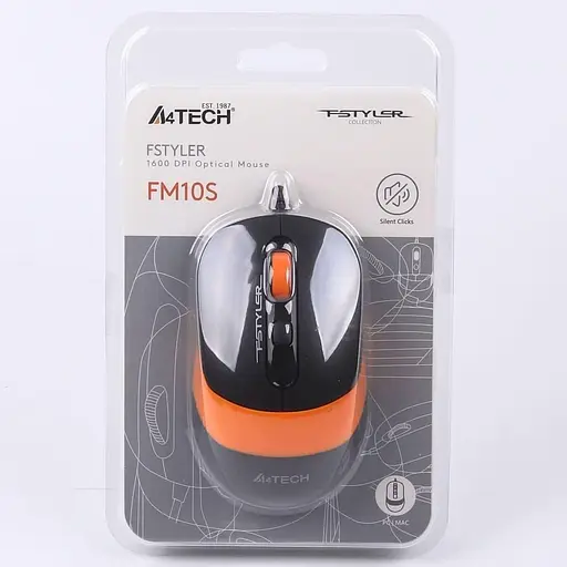 Мышь A4Tech Fstyler FM10S USB Black/Orange (FM10S (Orange)) - фото 8