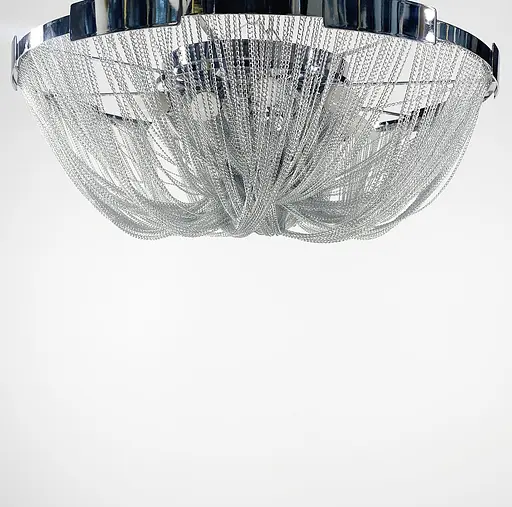 Стельова хромована люстра з переплетеними ланцюжками Line.F Діаметр 40см - фото 11