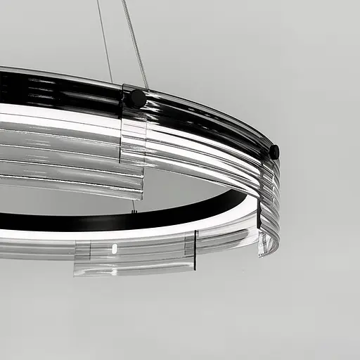 Люстра із підвісним чорним кільцем з графітовими пластинами Ø 80 см | Арт. MJ 231-800 BK | Line F - фото 2