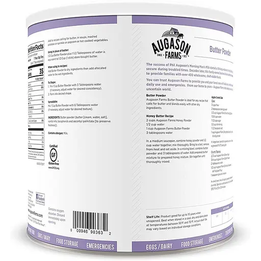 Сливочное масло с длительным сроком хранения 10 лет Augason Farms, сублимированное, 204 порции (101072) - фото 2