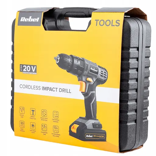 Акумуляторний ударний дриль-шурупокрут Rebel RB-1002 - фото 3