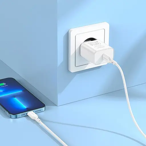 Зарядний пристрій (блок із кабелем) Borofone BA71A Type-C to Lightning Power 1 Type-C 20 W білий - фото 4