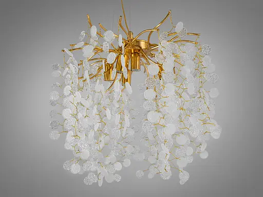 Колоритна новинка, кришталева люстра "Гліцинія", 6 ламп, золото - фото 1
