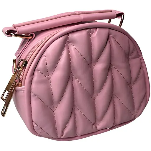 Детская сумка стеганная с ручкой 13×11×6 см розовая (24-554)