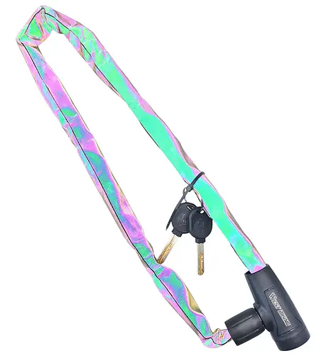 Велосипедний замок West Biking YP0705111 4 x 750 мм ланцюговий під ключ світловідбивний перламутровий (G0001988) - фото 2