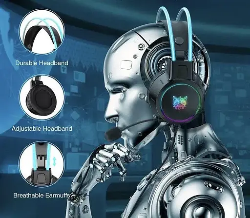 Ігрові провідні навушники Onikuma X15 Pro з висувним мікрофоном, шумозаглушенням і LED підсвічуванням Чорний - фото 9