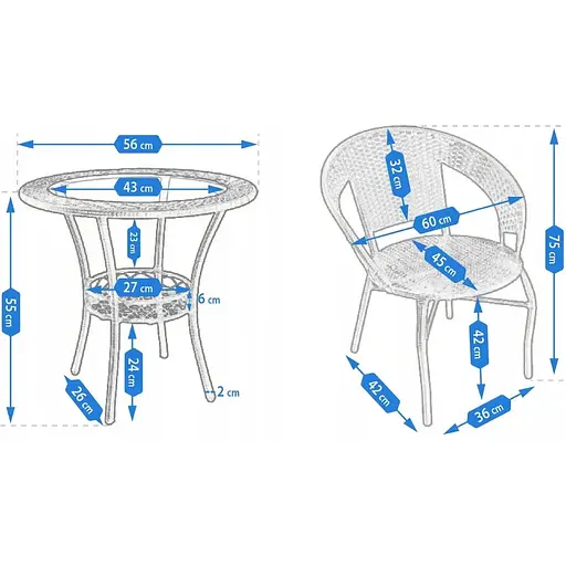 Набір садових меблів Jumi Saturn стіл та 2 стільці коричневий - фото 7