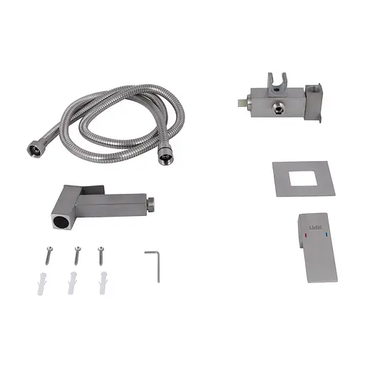 Набор гигиенического душа скрытого монтажа Lidz Kubis 111 Nickel LDKUB111NKS46106 прямоугольный, Нержавеющая сталь - фото 6