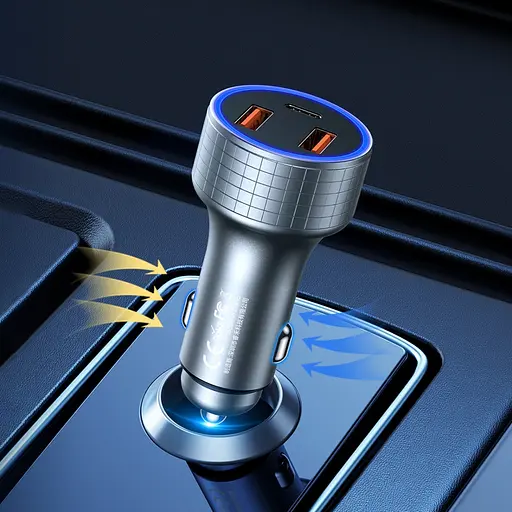 Автомобильное зарядное устройство для Remax RCC327 2 USB/Type-C QC PD 83W серебристо-черное - фото 2