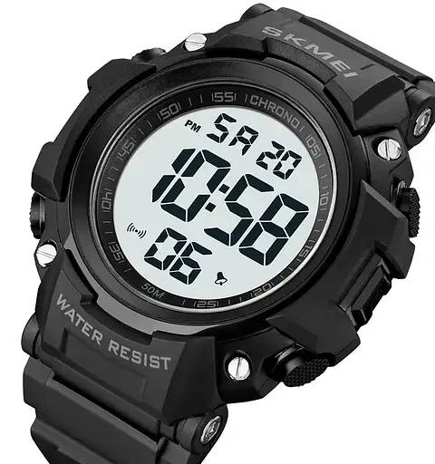 Чоловічий спортивний годинник Skmei 1886 (Чорний з білим) - фото 2