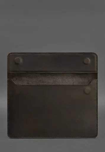 Кожаный чехол-конверт BlankNote на магнитах для MacBook 14 Темно-коричневый Crazy Horse - фото 3