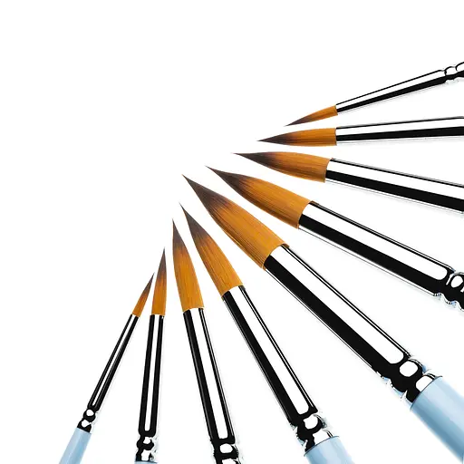 Набір пензлів Синтетика кругла широка, довга ручка (9 шт), 6604RSSET - фото 2