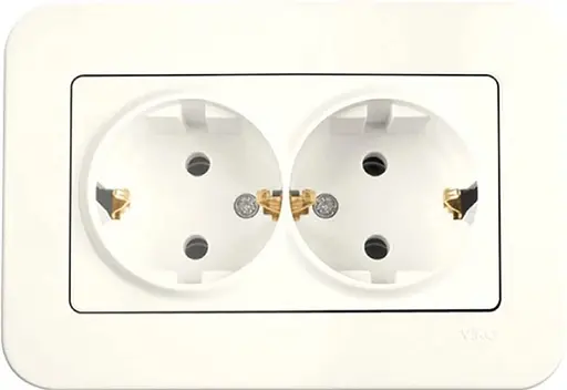 Розетка подвійна із заземленням VIKO Rollina кремовий (90421056)