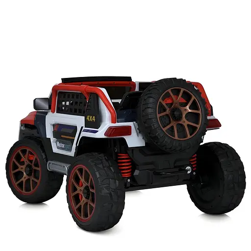 Электромобиль детский M 5850EBLR-1 Джип 4 мотора 45W 2 аккумулятора 12V7A MP3 USB светло-бело-красный - фото 4