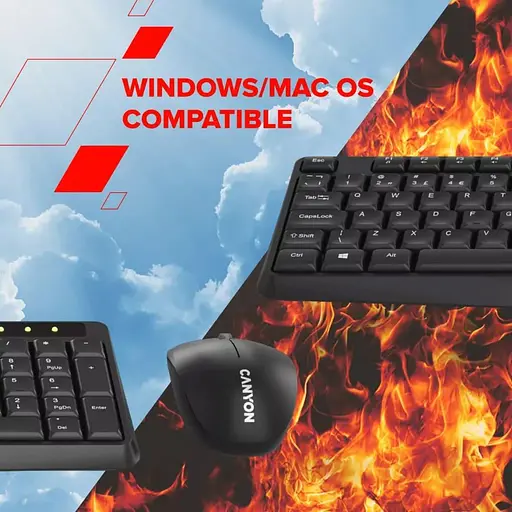Комплект (клавиатура и мышь) CANYON SET-W01 Keyboard+Mouse Wireless Black - фото 5