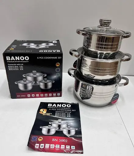 Набор кастрюль Banoo BN-5002 3 кастрюли для всех видов плит 9-слойное дно - фото 2