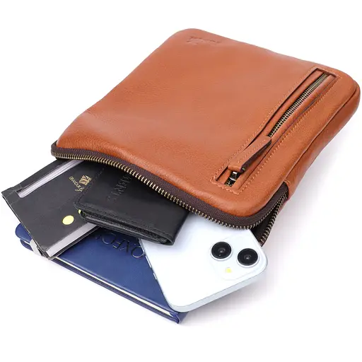 Чоловіча шкіряна сумка через плече із міцної зернистої шкіри SHVIGEL 20х22х4 см sum0027431 - фото 9