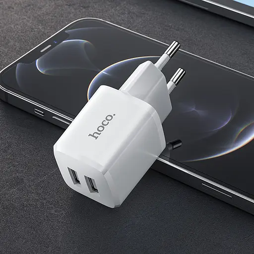 Зарядний пристрій Hoco N8 Briar dual port charger set з кабелем Micro USB - 2USB біле - фото 5
