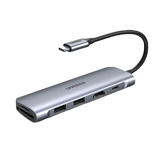 USB-хаб Ugreen 6 в 1 USB-C / 2xUSB 3.0 / 4K HDMI / TF / SD (70411) [63379]