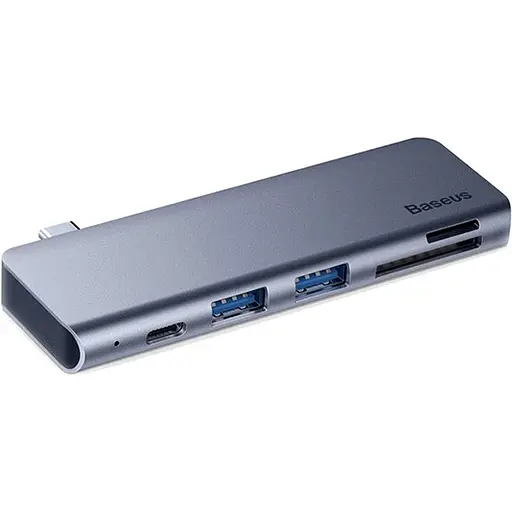USB-хаб Baseus Harmonica Five-in-one HUB Adapter Grey (CAHUB-K0G) [72625]