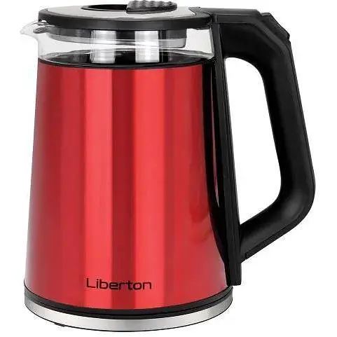 Електрочайник Liberton LEK-6826, Red/чорний, 2000W, 1.8л, дисковий, подвійна стінка (нержавіюча сталь+скло), LED-підсвічування, - фото 1