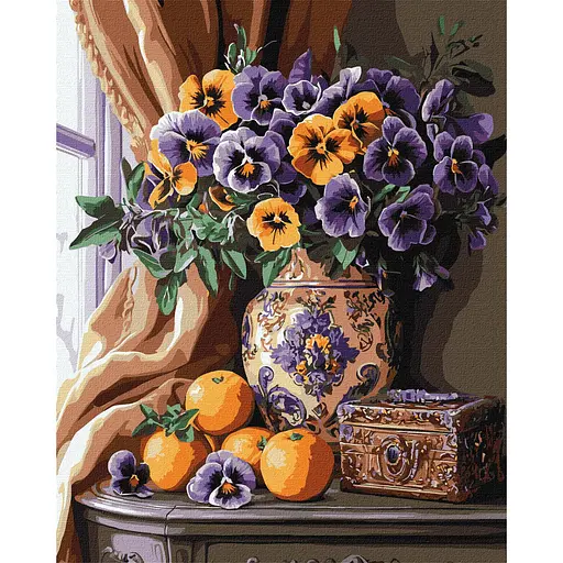 Картина по номерам "Роскошные анютины глазки" Идейка KHO3292, 40х50 см - фото 1