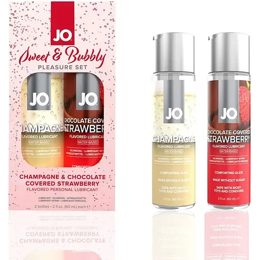 Набор лубрикантов System JO Sweet&Bubbly - Champagne & Chocolate CoveRed Strawberry (2x60 мл)
