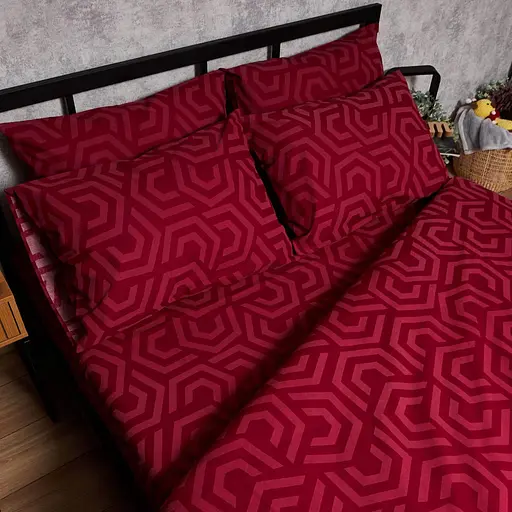 Комплект постельного белья Moon&Star Бязь Gold Люкс Burgundy Charm Семейный 160х220х2 наволочки 2х70х70 - фото 5