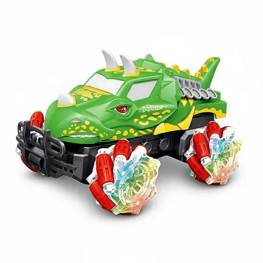 Машина-перевертыш на радиоуправлении ZJ 238-65 A-02 с парогенератором, браслетом, роликовыми колесами, зеленая, аккумулятор 3.7 V