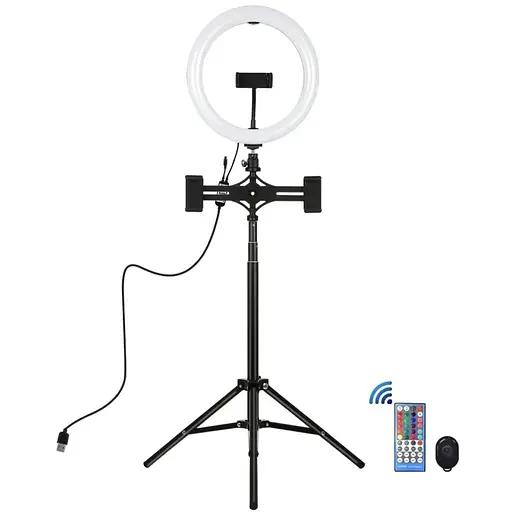 Кільцева USB RGBW LED лампа Puluz PKT3055B 10.2" + штатив 1.65 м