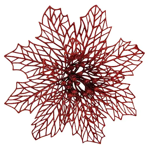 Ялинкова іграшка MIS LT Квітка Різдвяник павутинка 16х16х4 см червоний - фото 1