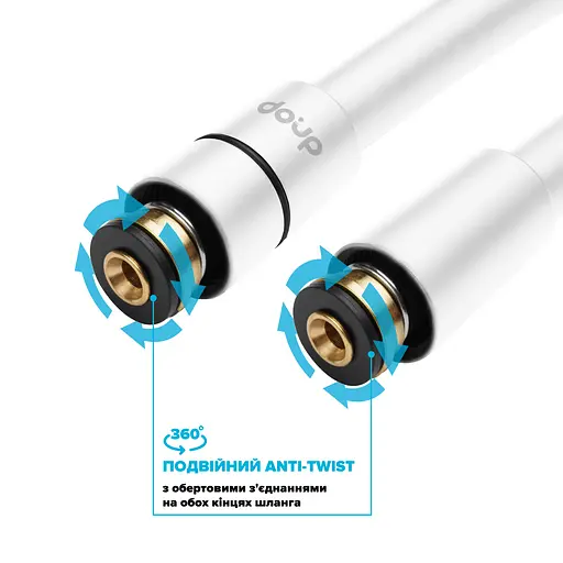 Шланг для душа 175 см Drop SH-H175-WHT-P силиконовый - Двойной Анти-Твист, белый матовый - фото 3