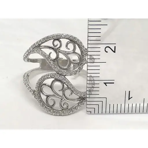 Серебряное кольцо Объятие с фианитами. 1136/1Р-CZ 17,5 - фото 5