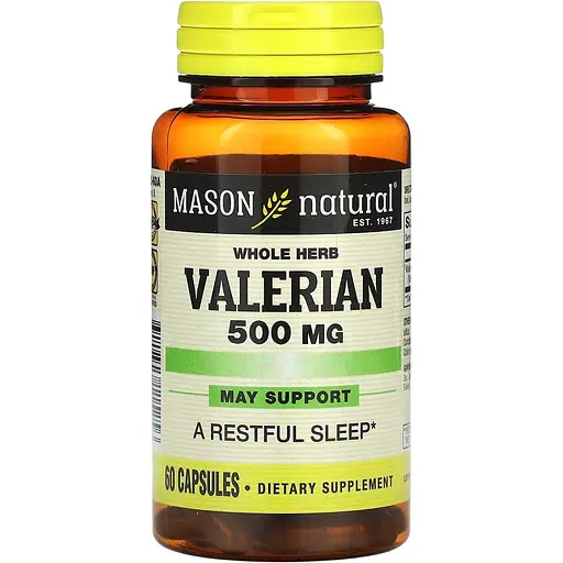 Валерьяна Mason Natural Whole Herb Valerian 500 мг 60 капсул