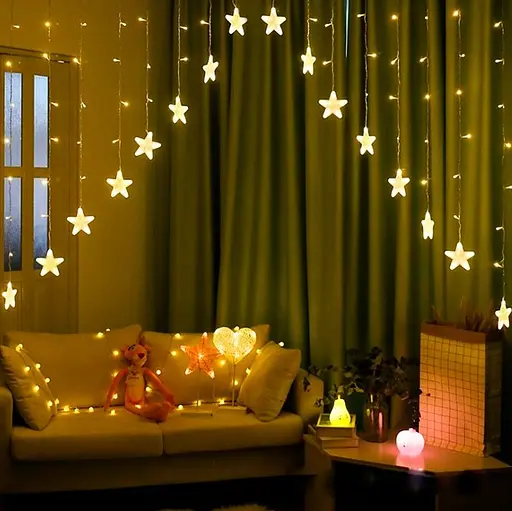 Гирлянда Chomik Штора звезды 136LED теплый белый 3м (LED0030) - фото 2