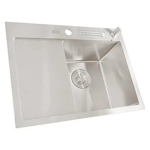 Кухонная мойка накладная из нержавеющей стали с левым крылом 1.5 мм Nett NS-6045(L), Нержавеющая сталь - фото 3