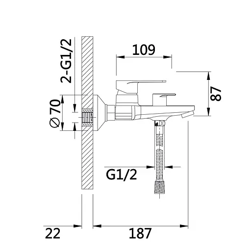 Смеситель для ванны Qtap Aries (c душевым гарнитуром) QTARI259CRM45559 Chrome - фото 2