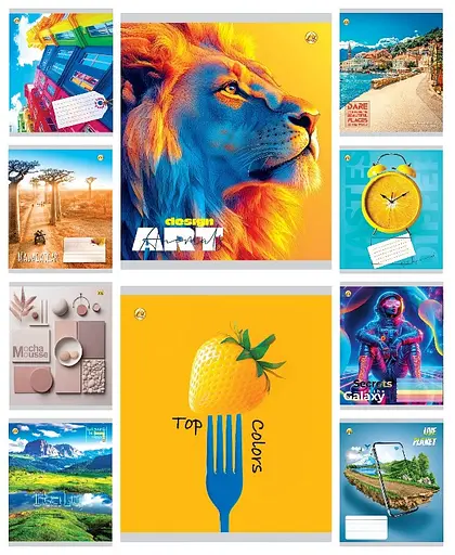 Зошити учнівські 48 аркушів лінія Тверда Мікс 3, 10 шт. в упаковці