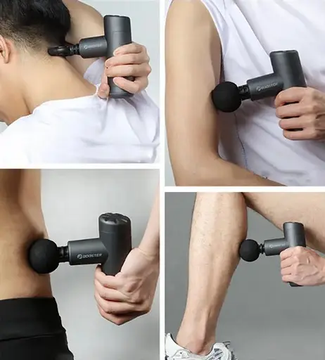 Перкусійний масажний пістолет Booster Mini X 2500mAh (6 насадок) з кейсом - фото 6