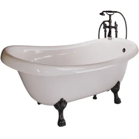 Ванна отдельностоящая глянцевая Amdcon Symphony 167x78 белая из литого камня черные ножки SYMFONYA_167_bl_HL Белый - фото 1