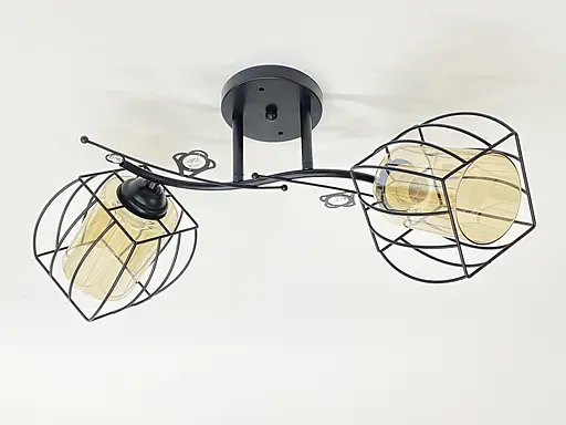 Стельова люстра на 2 плафони 91187C/2 чорна