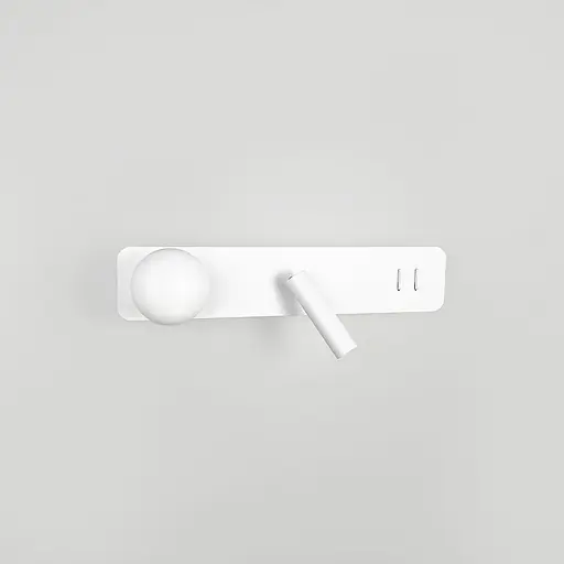 Біле бра з білим плафоном та спотом на 2 вимикачі 40х8 см | Line F | Арт. B91/2 WT - фото 7