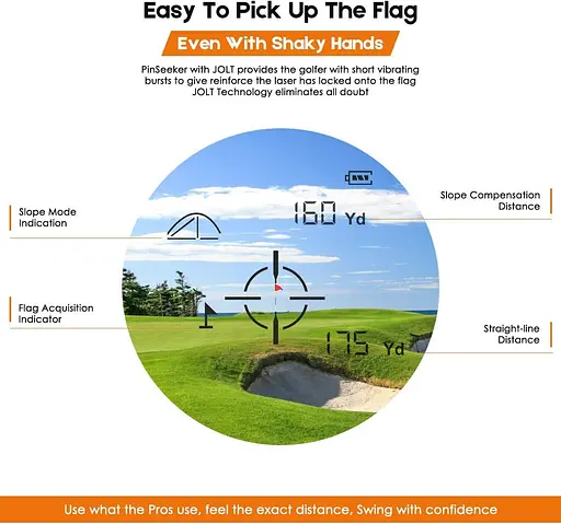 Дальномер PeakPulse Rangefinder Golf 656 Yards с фиксатором флага, 6-кратным увеличением, вибрацией, измерением расстояния - фото 6