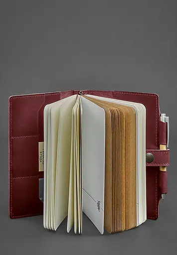 Шкіряний блокнот (Софт-бук) 4.0 бордовий Crazy Horse - фото 4